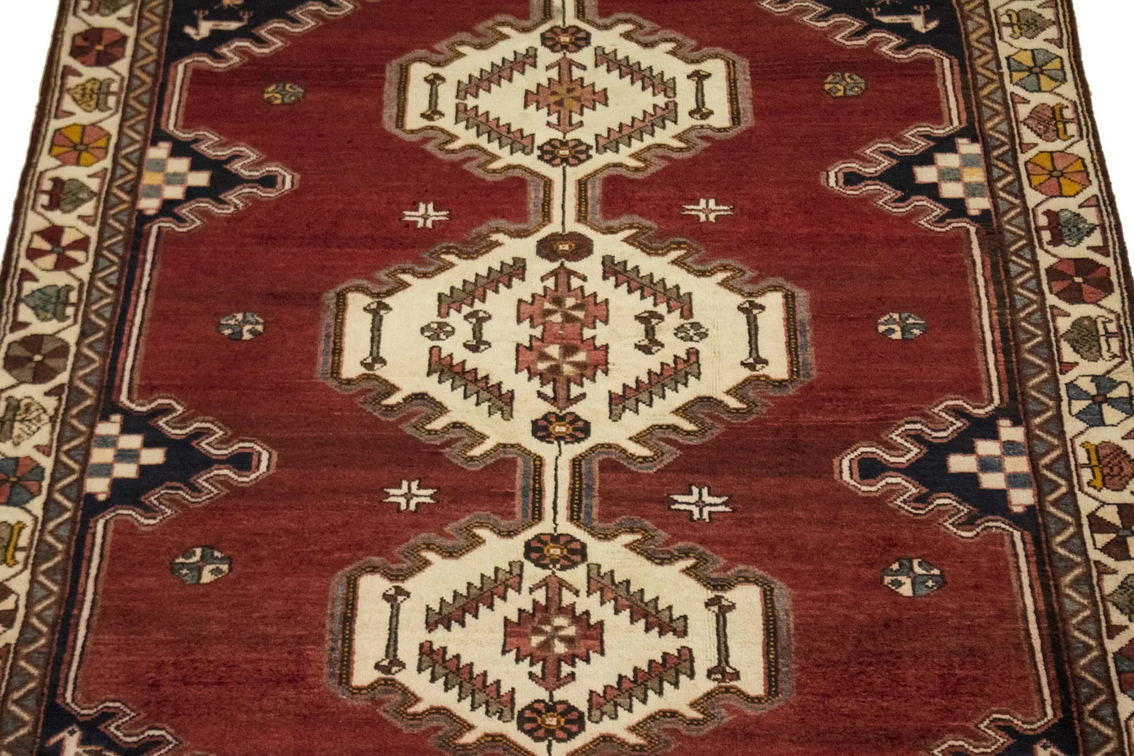 Vintage Red Tribal 4'6X6'8 Mazlaghan Persian Rug - 3