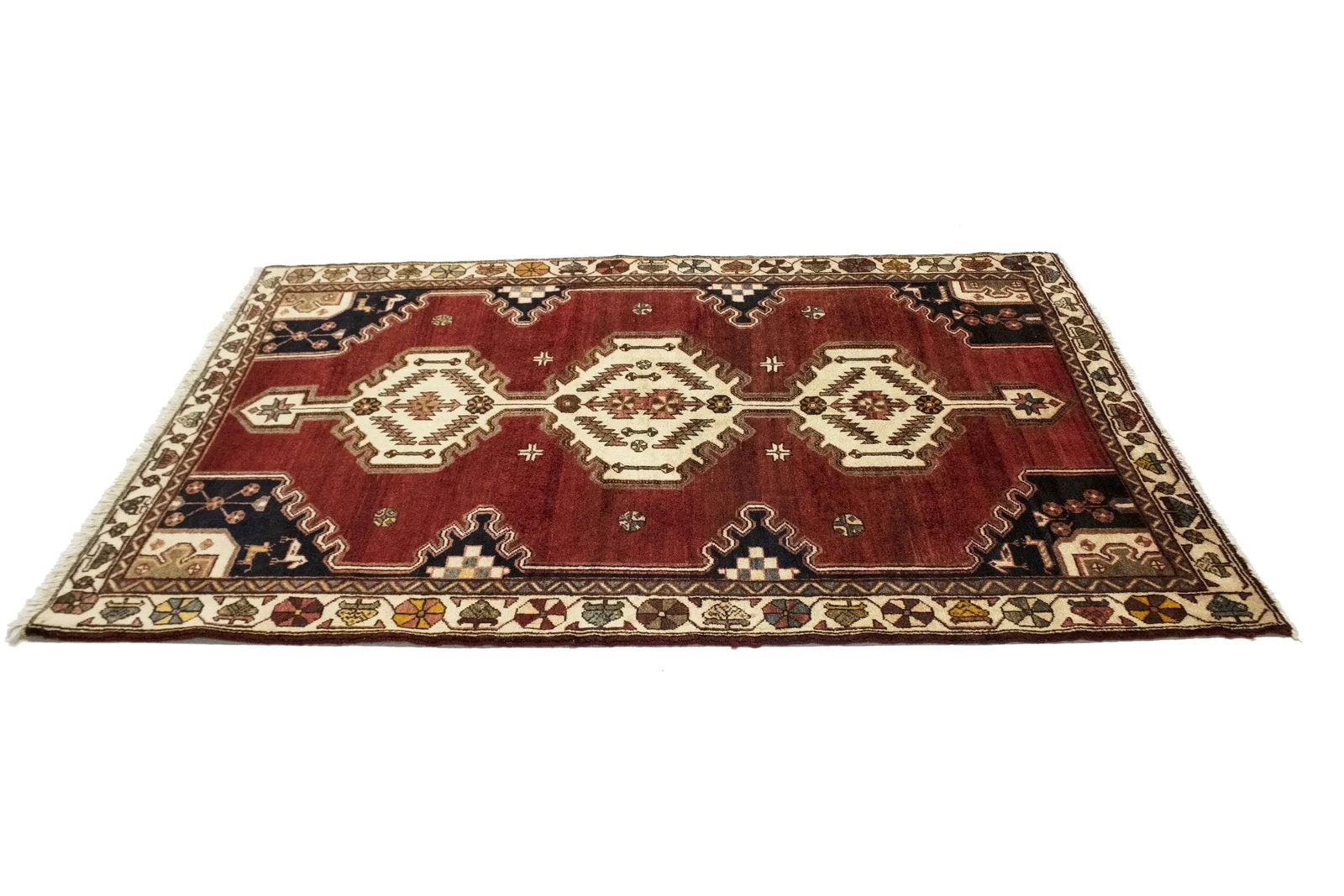 Vintage Red Tribal 4'6X6'8 Mazlaghan Persian Rug - 4