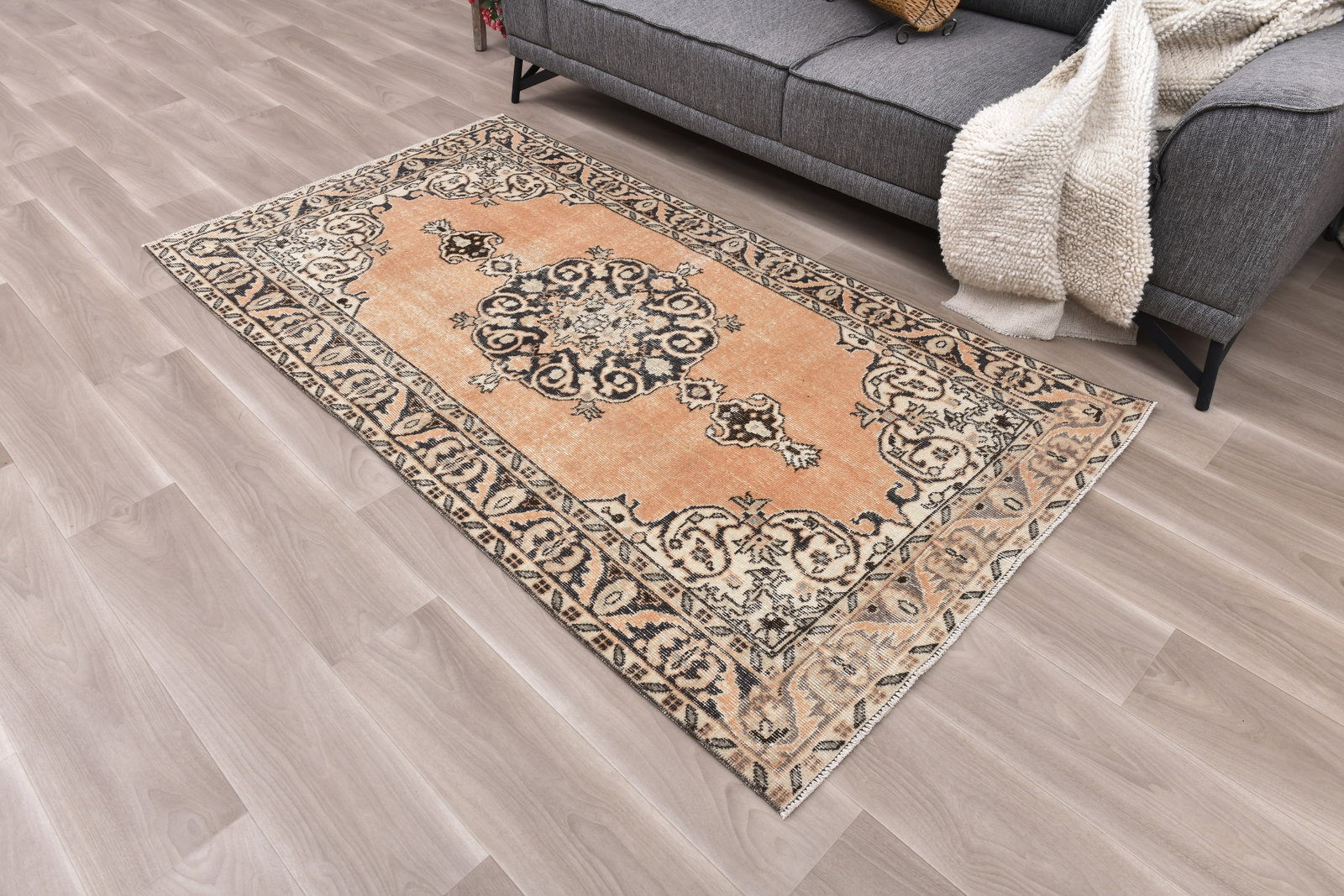 3'9'' x 7'0'' Turkish Vintage Runner Rug - 242467 - 2