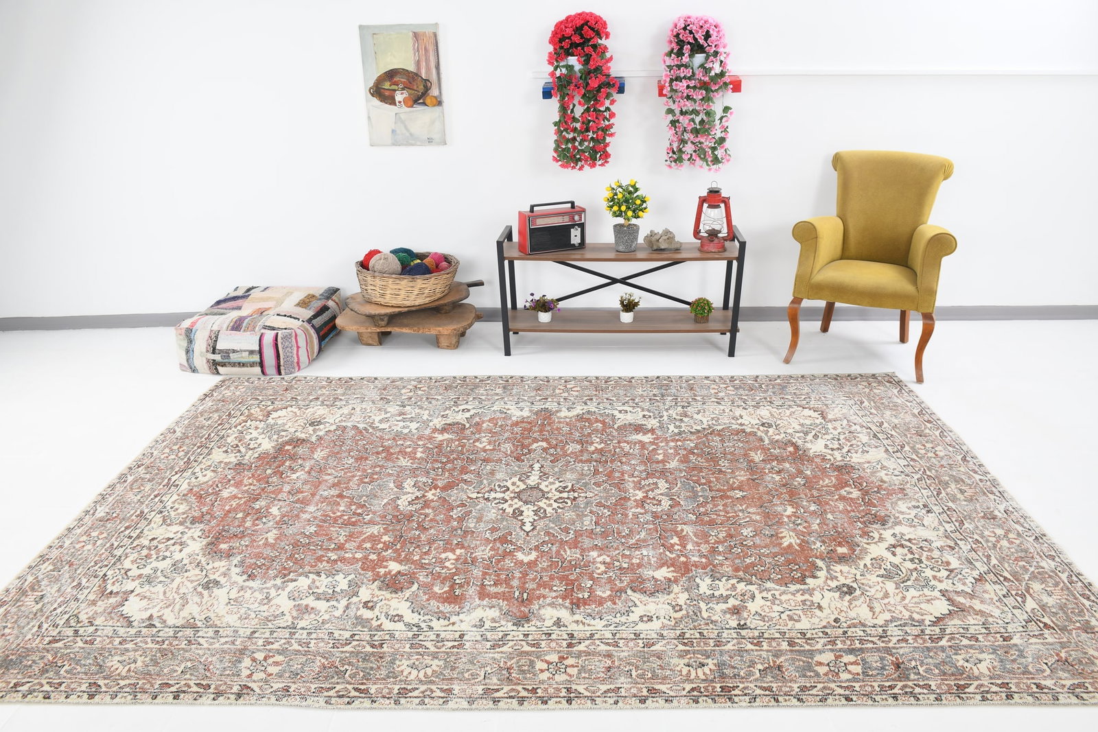 7'0'' x 10'9'' Handmade Vintage Wool Rug - 5453 - 2