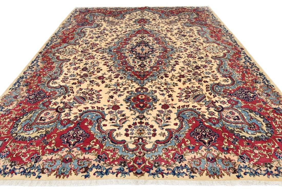 Vintage Cream Traditional 10X13 Kashmar Persian Rug - 3