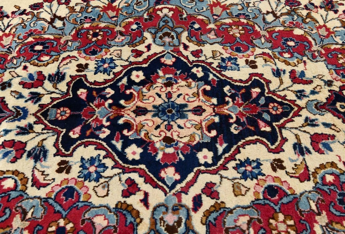 Vintage Cream Traditional 10X13 Kashmar Persian Rug - 9