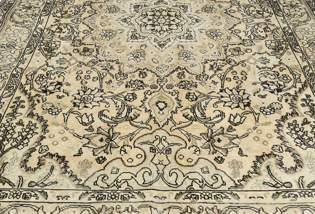 Antique Muted Floral 6'4X9'6 Distressed Vintage Oriental Rug - 4