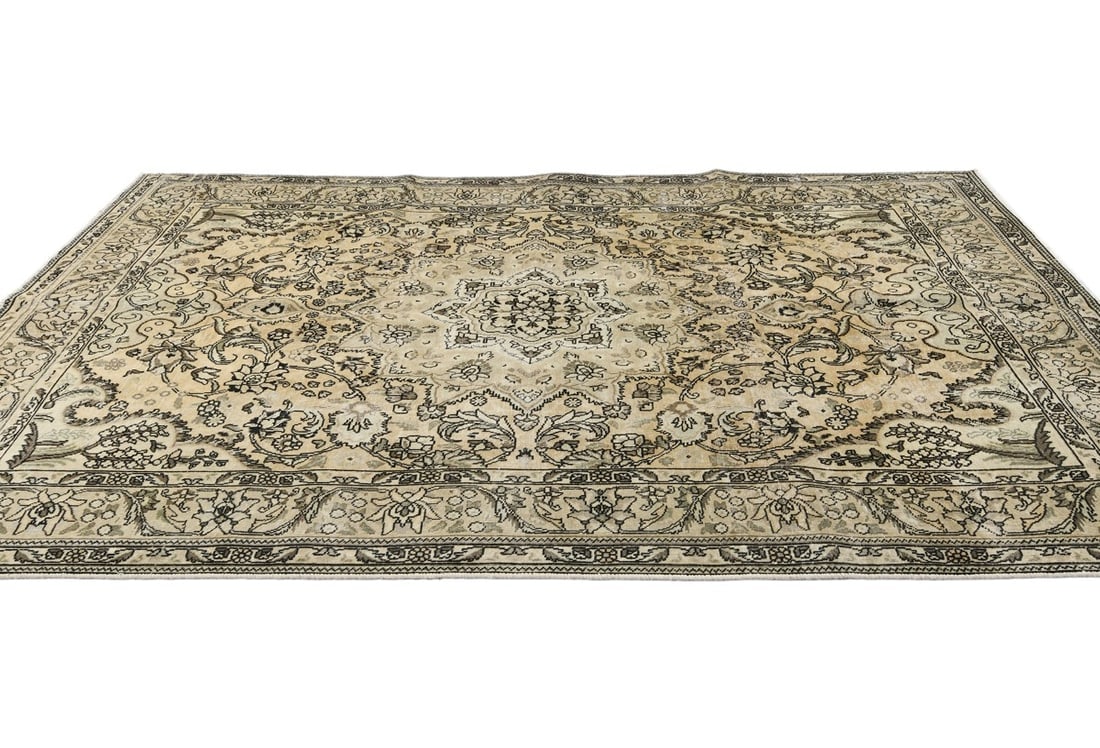 Antique Muted Floral 6'4X9'6 Distressed Vintage Oriental Rug - 7