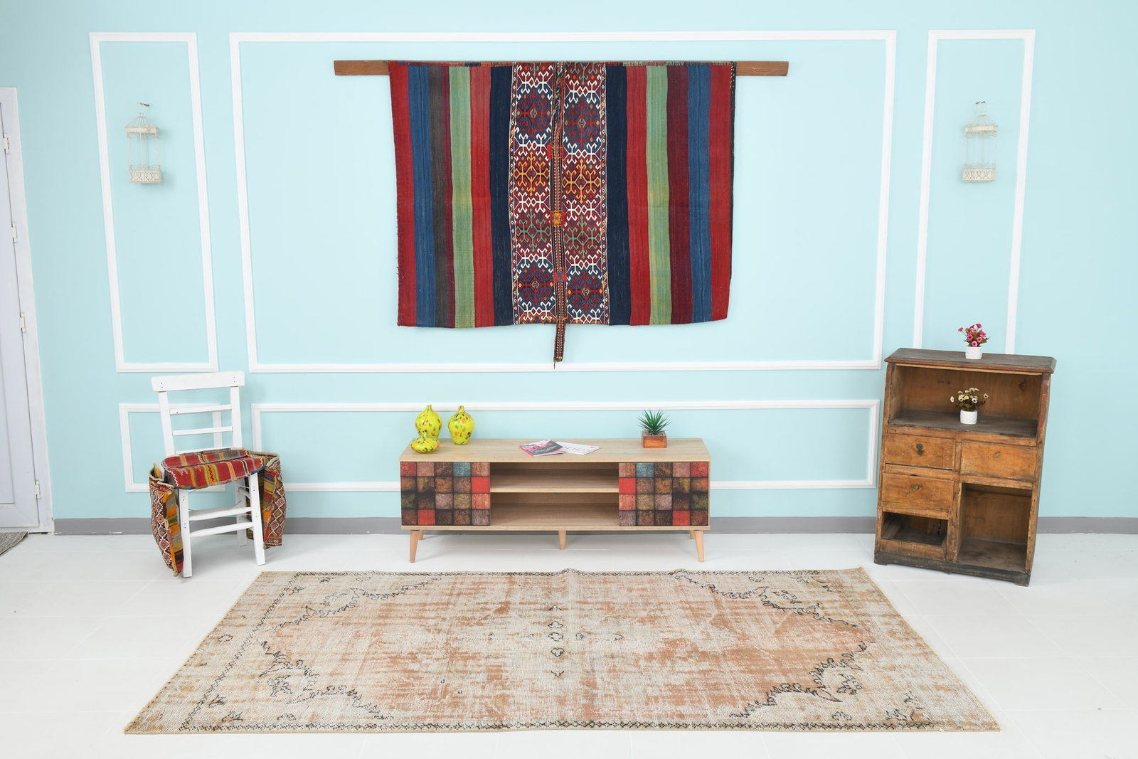 4'9'' x 8'9'' Handmade Vintage Wool Rug - 5311 - 2