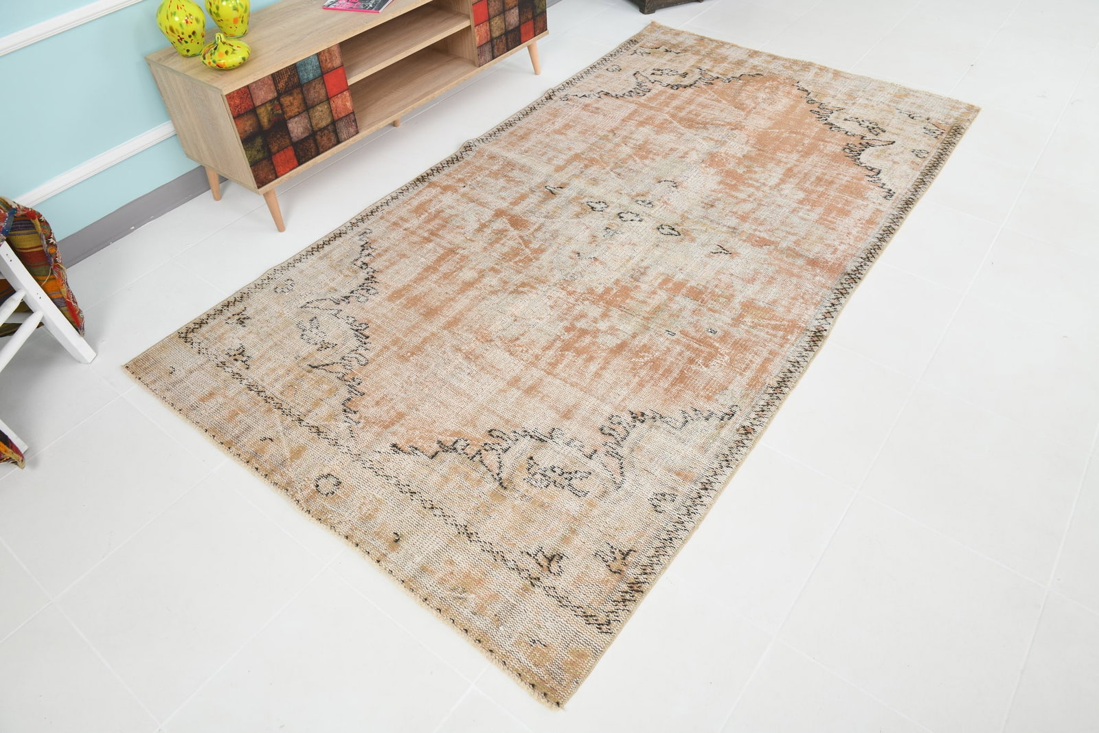 4'9'' x 8'9'' Handmade Vintage Wool Rug - 5311 - 4