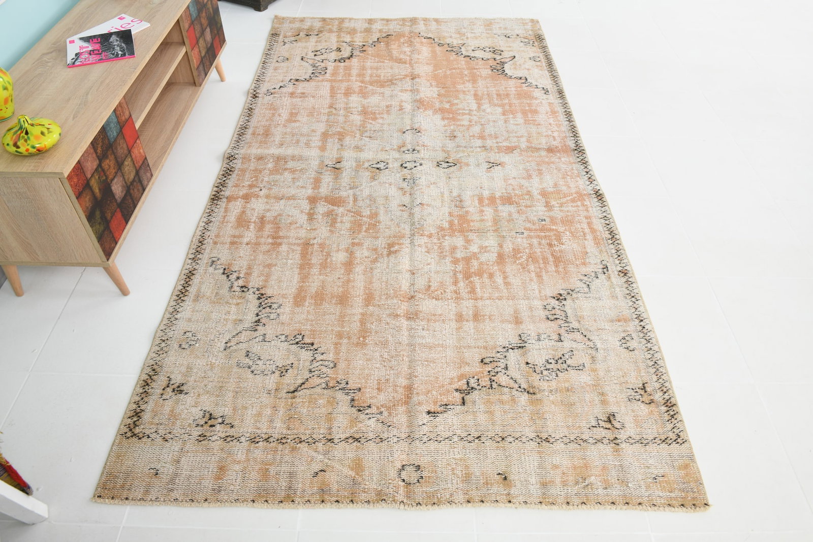 4'9'' x 8'9'' Handmade Vintage Wool Rug - 5311 - 5