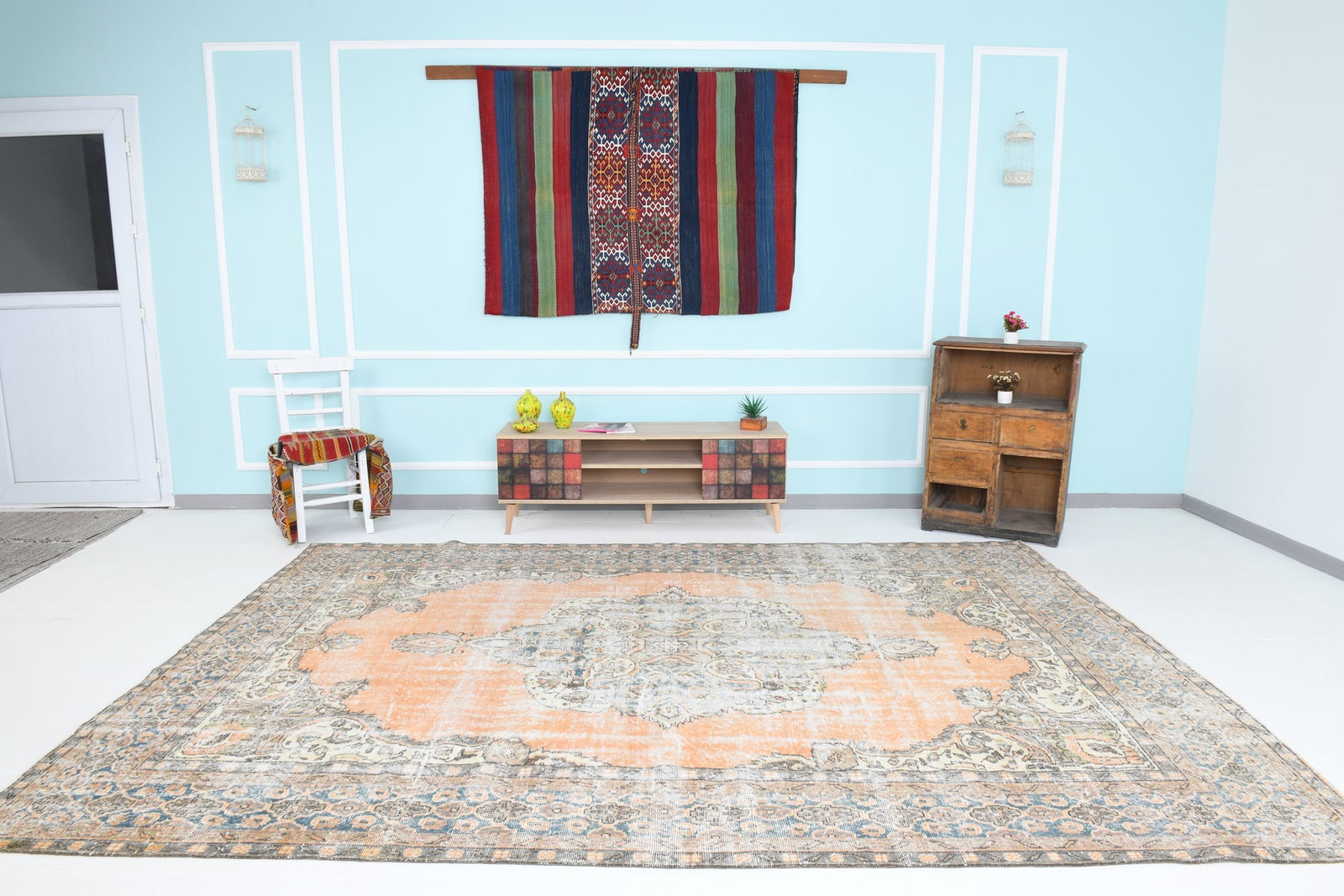 7'11'' x 11'1'' Unique Handmade Vintage Rug - 17922 - 2