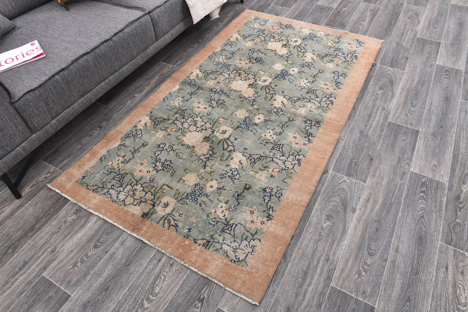3'8'' x 6'7'' Handmade Vintage Wool Rug - 243974 - 2