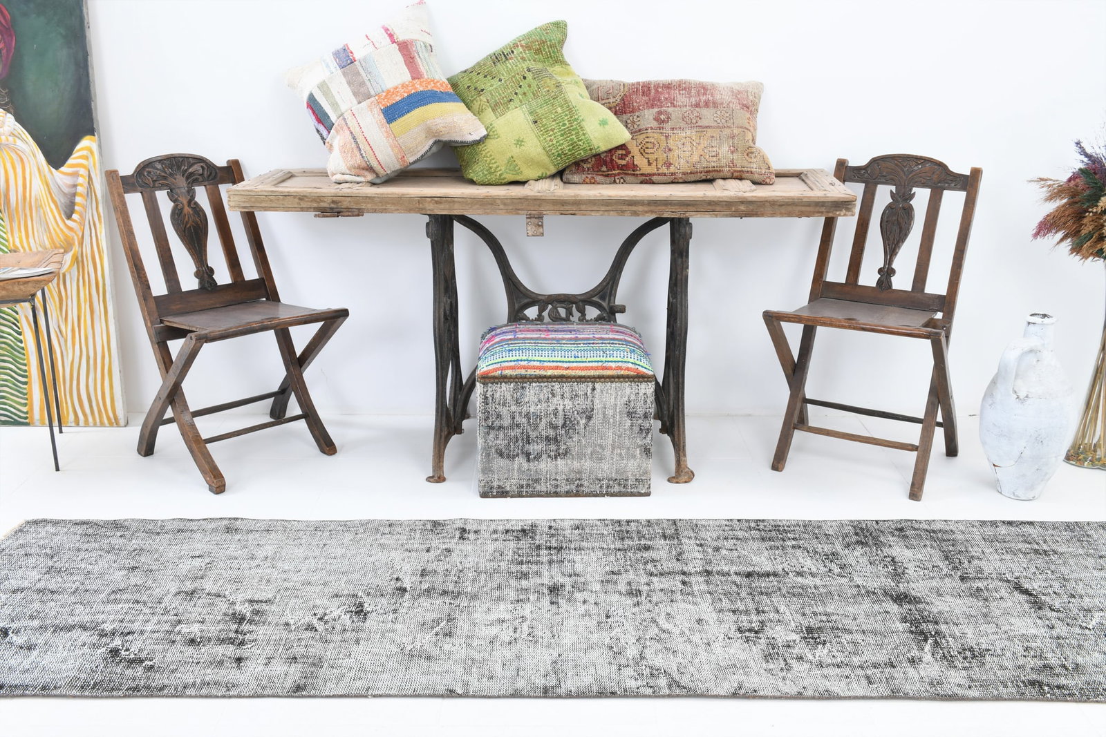 2'5'' x 9'3'' Handmade Vintage Wool Rug - 7074 - 6