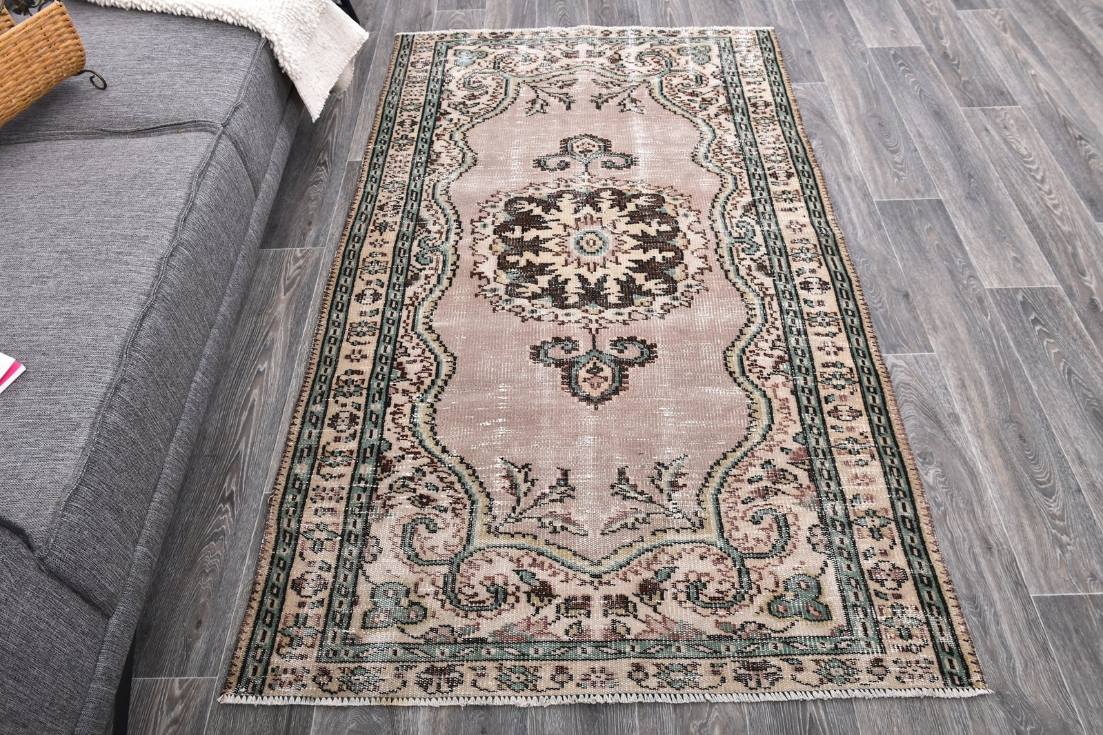 3'11'' x 6'6'' Handmade Vintage Wool Rug - 243933 - 3
