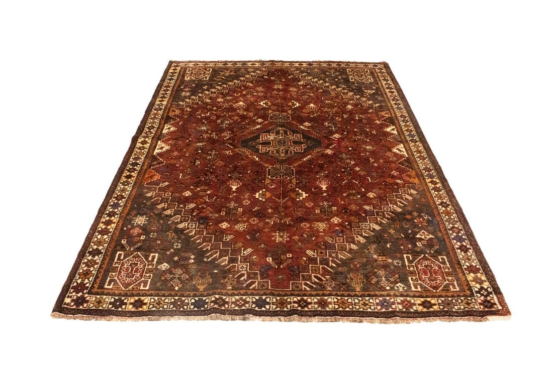 Vintage Rusty Red Tribal 5'9X8'5 Shiraz Persian Rug - 3