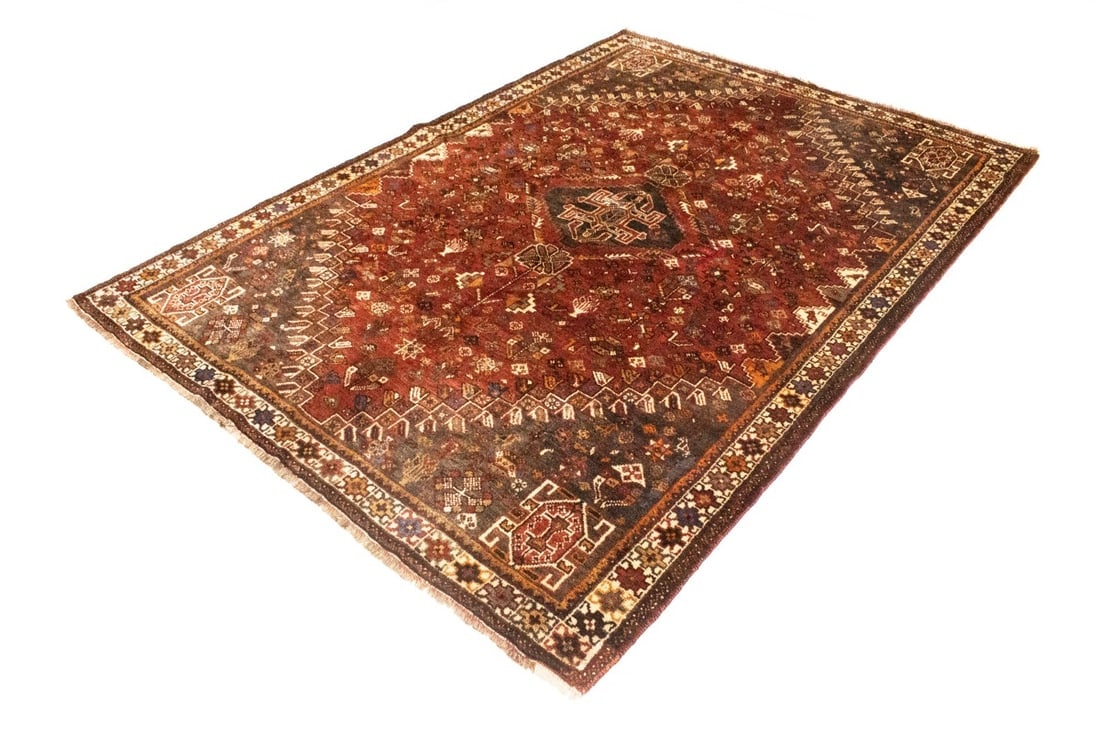 Vintage Rusty Red Tribal 5'9X8'5 Shiraz Persian Rug - 4