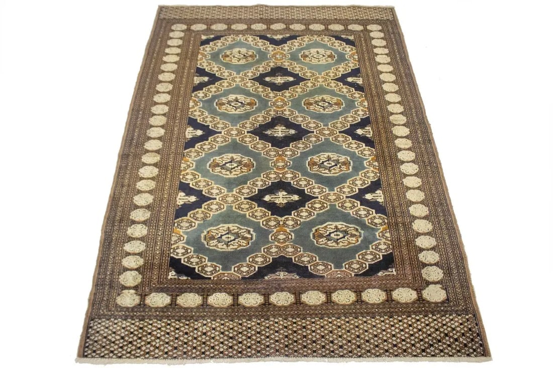 Antique Tribal Gray and Brown 4X6 Turkoman Persian Rug - 3