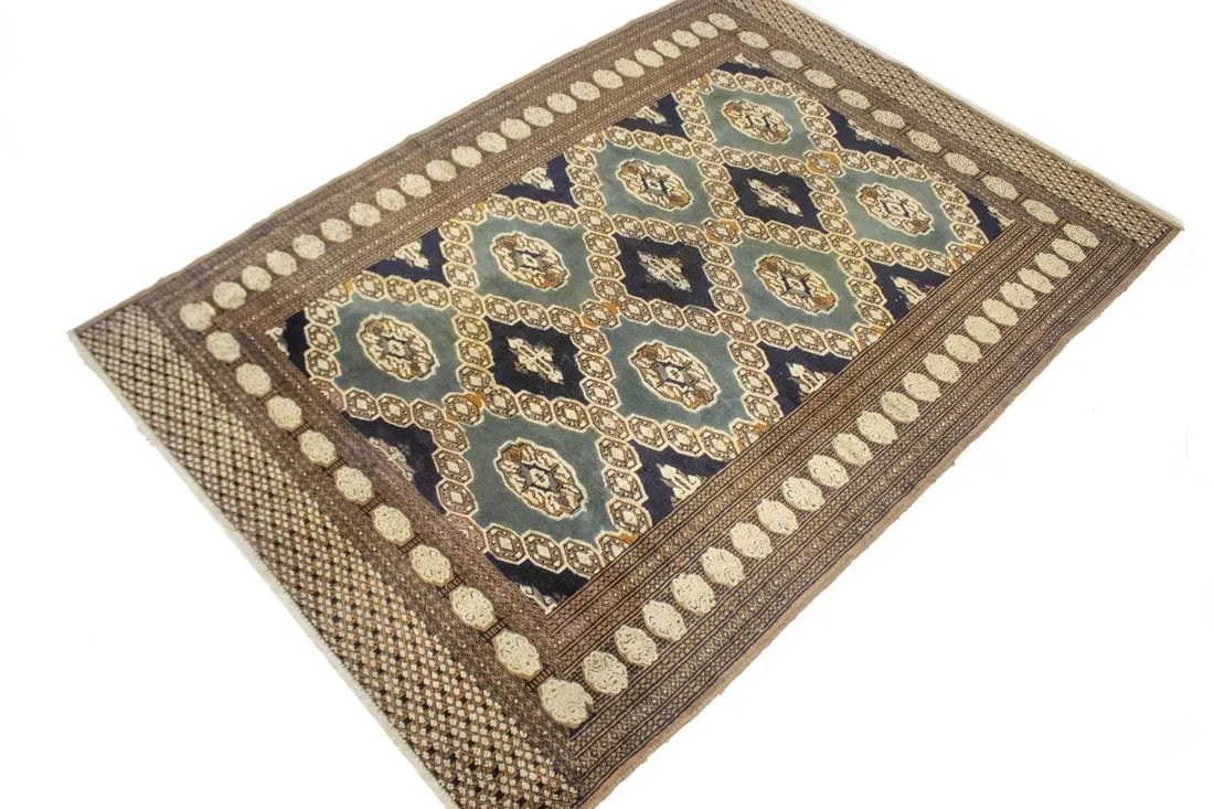Antique Tribal Gray and Brown 4X6 Turkoman Persian Rug - 4