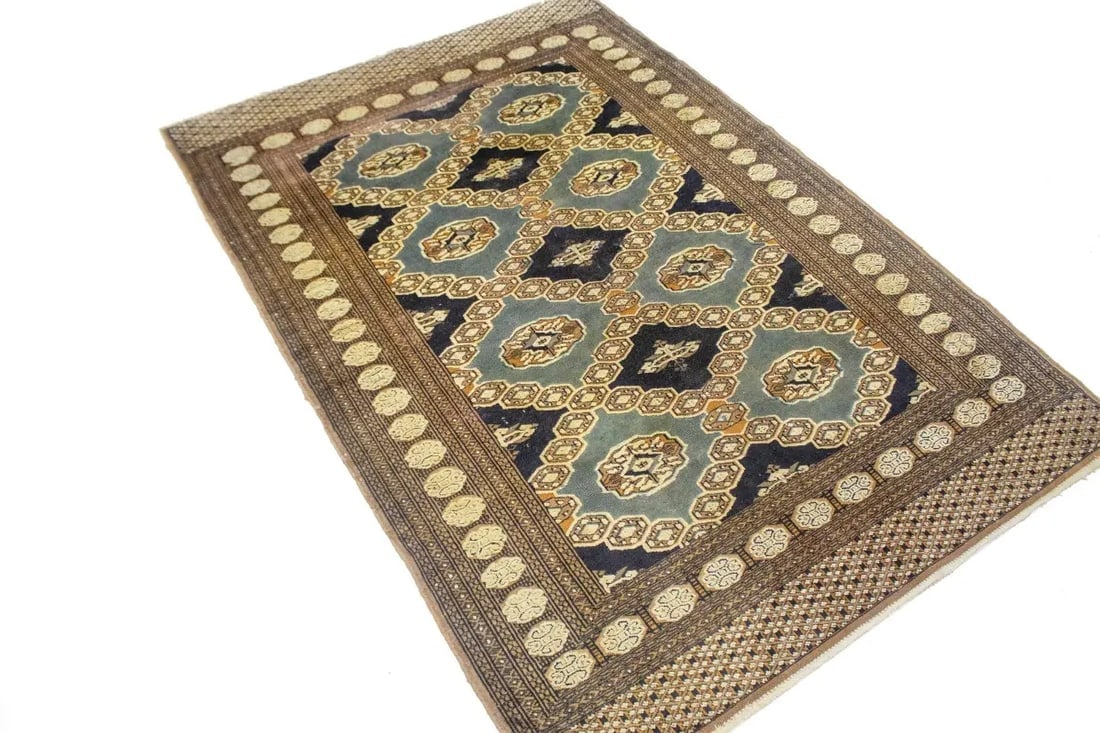 Antique Tribal Gray and Brown 4X6 Turkoman Persian Rug - 5