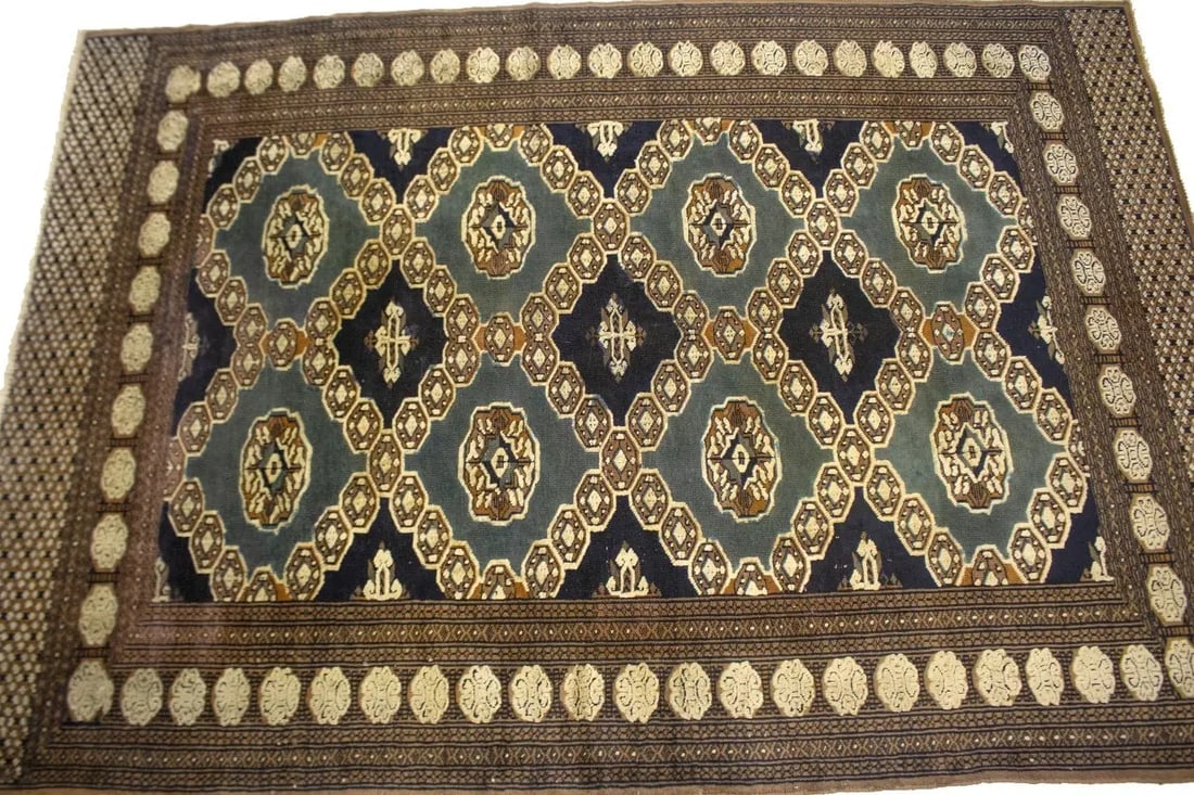 Antique Tribal Gray and Brown 4X6 Turkoman Persian Rug - 6