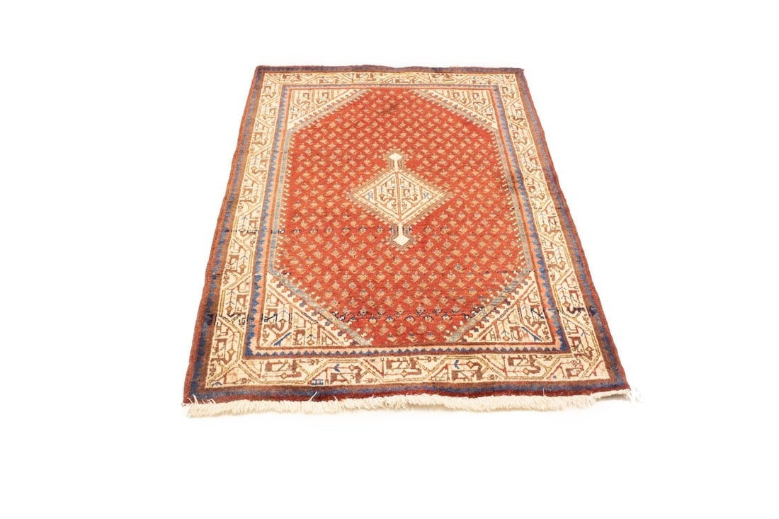 Vintage Tribal Red 3'6X5 Botemir Persian Rug - 3