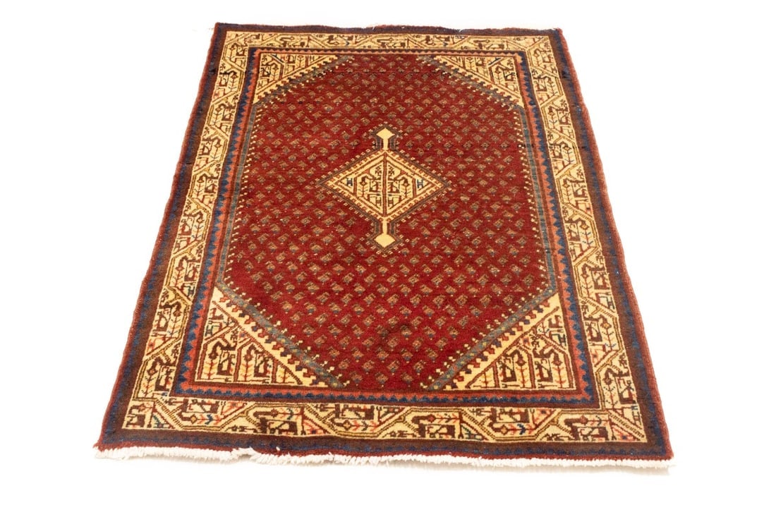 Vintage Tribal Red 3'6X5 Botemir Persian Rug - 7