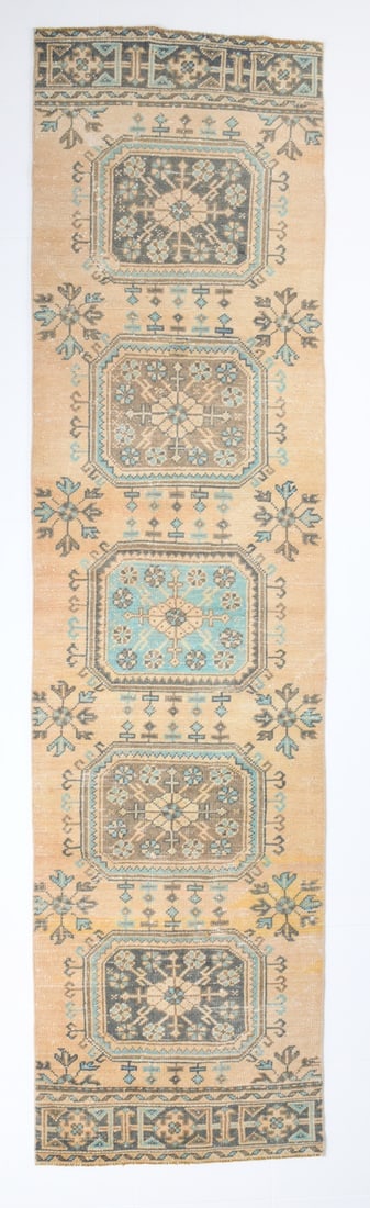 2'9'' x 10'9'' Turkish Vintage Runner Rug - 17878: Title: 2'9'' x 10'9'' Turkish Vintage Runner Rug - 17878 Description:2'9'' x 10'9'' Turkish Vintage Runner Rug - 17878 Origin:Turkiye Date/Period:1960-90 Materials:Wool,Cotton Dimension:2'9''x10'9'' f