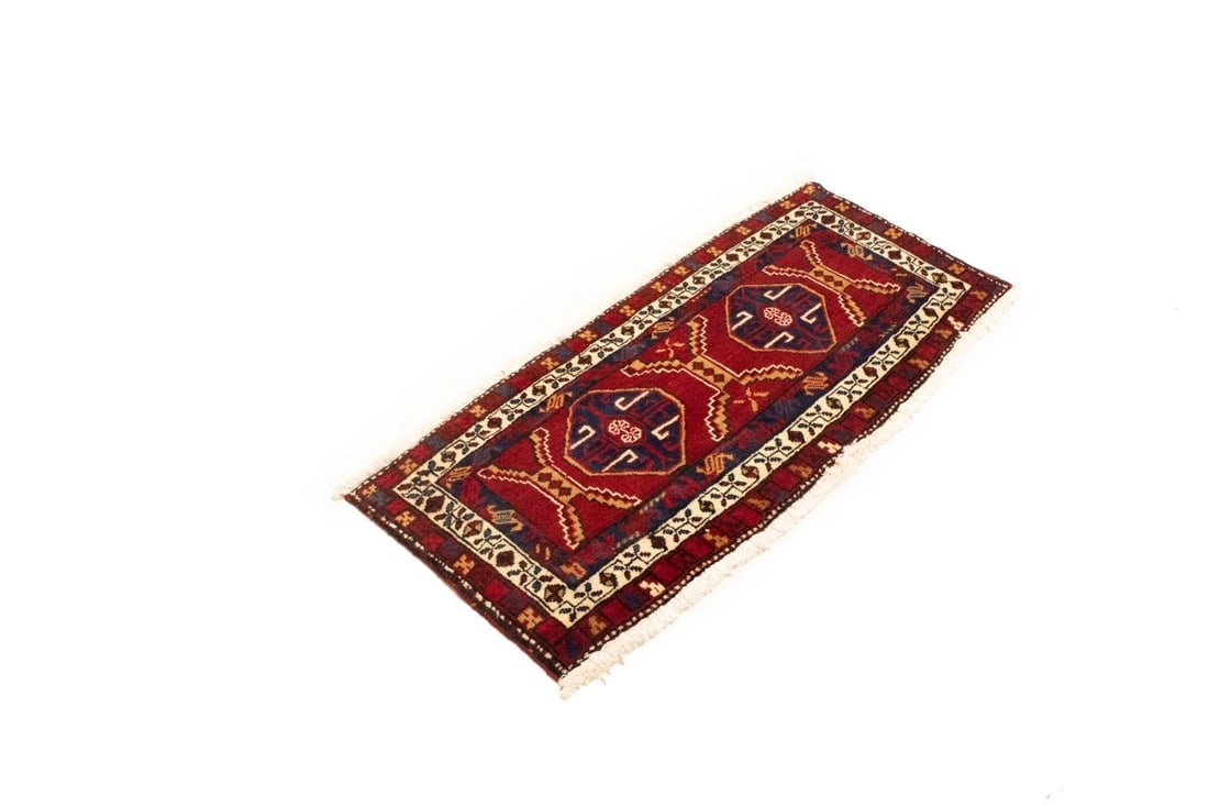 Vintage Red Geometric 2X4 Heriz Persian Rug - 4