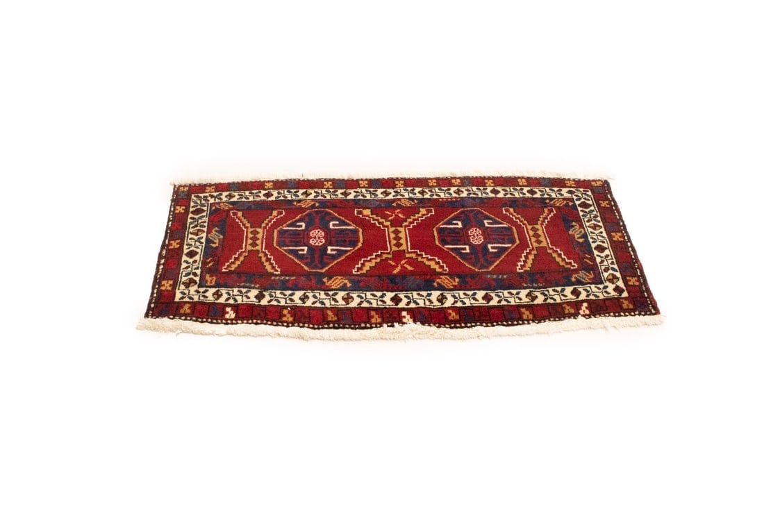 Vintage Red Geometric 2X4 Heriz Persian Rug - 5