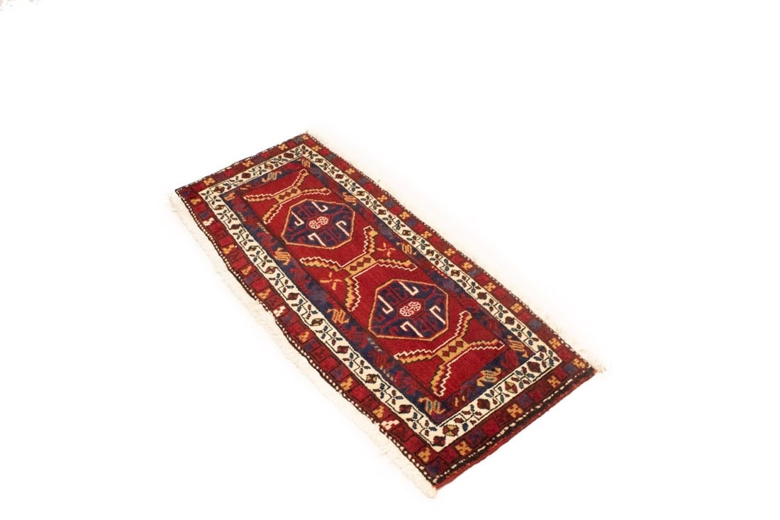 Vintage Red Geometric 2X4 Heriz Persian Rug - 6