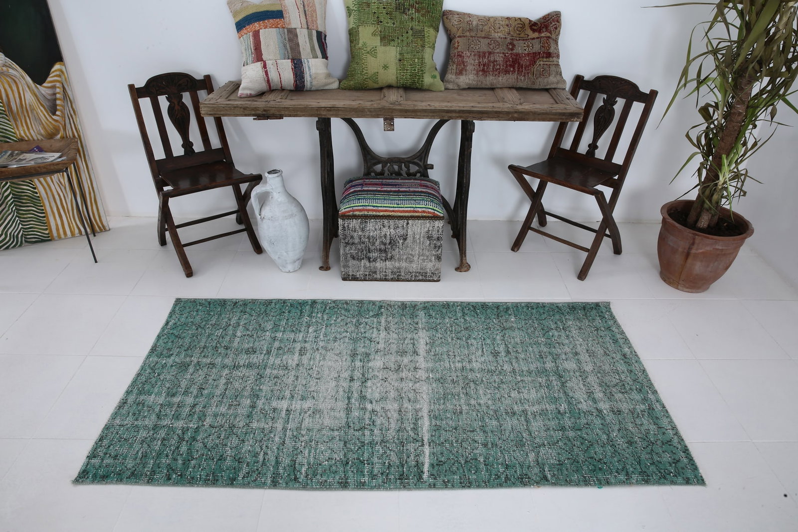 3'1'' x 6'5'' Handmade Vintage Wool Patchwork Rug - 1179 (1 of 15)