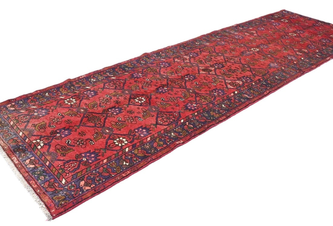Vintage Red Tribal 3'2X10'7 Hamedan Persian Runner Rug - 4