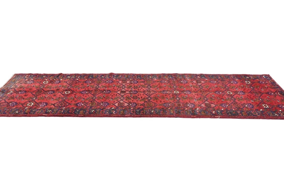 Vintage Red Tribal 3'2X10'7 Hamedan Persian Runner Rug - 5
