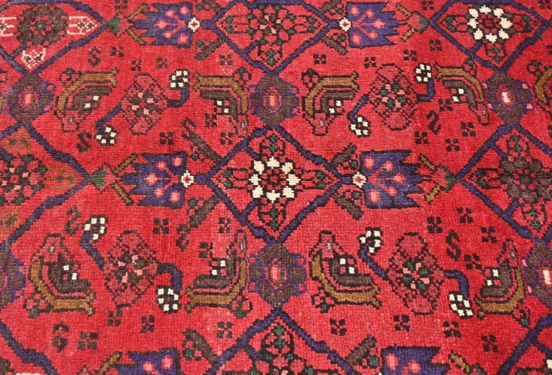 Vintage Red Tribal 3'2X10'7 Hamedan Persian Runner Rug - 6