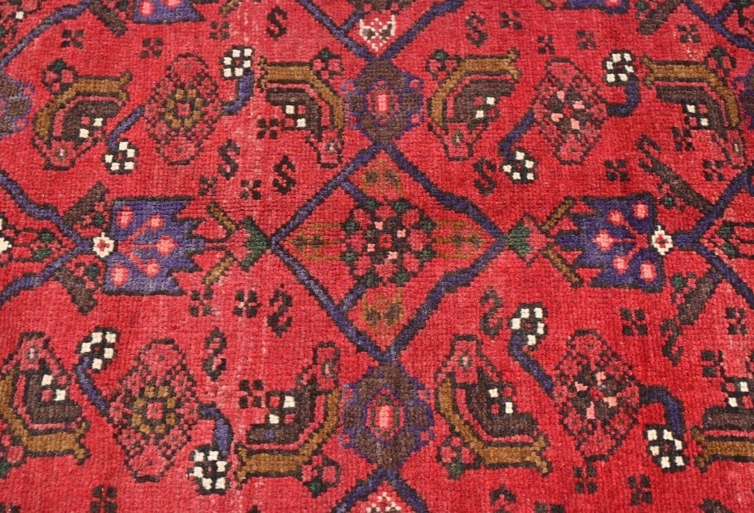 Vintage Red Tribal 3'2X10'7 Hamedan Persian Runner Rug - 7