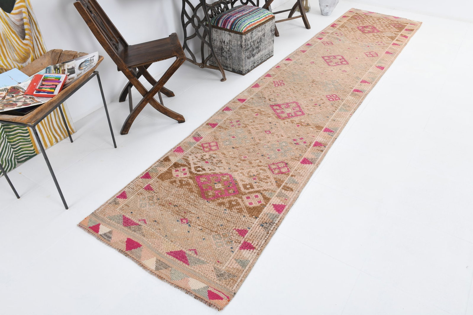 2'7'' x 12'4'' Vintage Wool Runner Rug - 6656 - 5