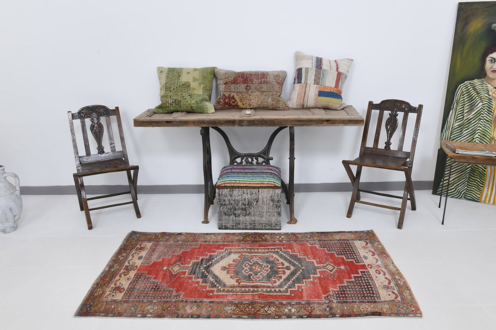 2'11'' x 5'10'' Handmade Vintage Wool Rug - 21171 - 2
