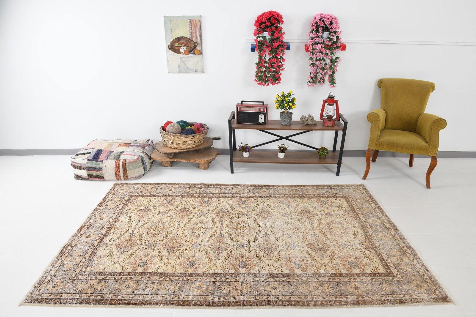 5'2'' x 8'3'' Handmade Vintage Wool Rug - 5416 - 3
