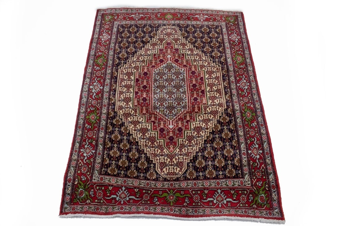 Vintage Beige Geometric 3X18 Ardebil Persian Runner Rug - 3