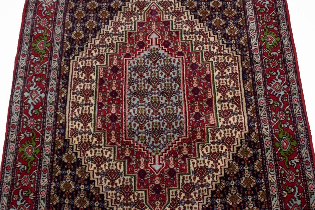 Vintage Beige Geometric 3X18 Ardebil Persian Runner Rug - 4