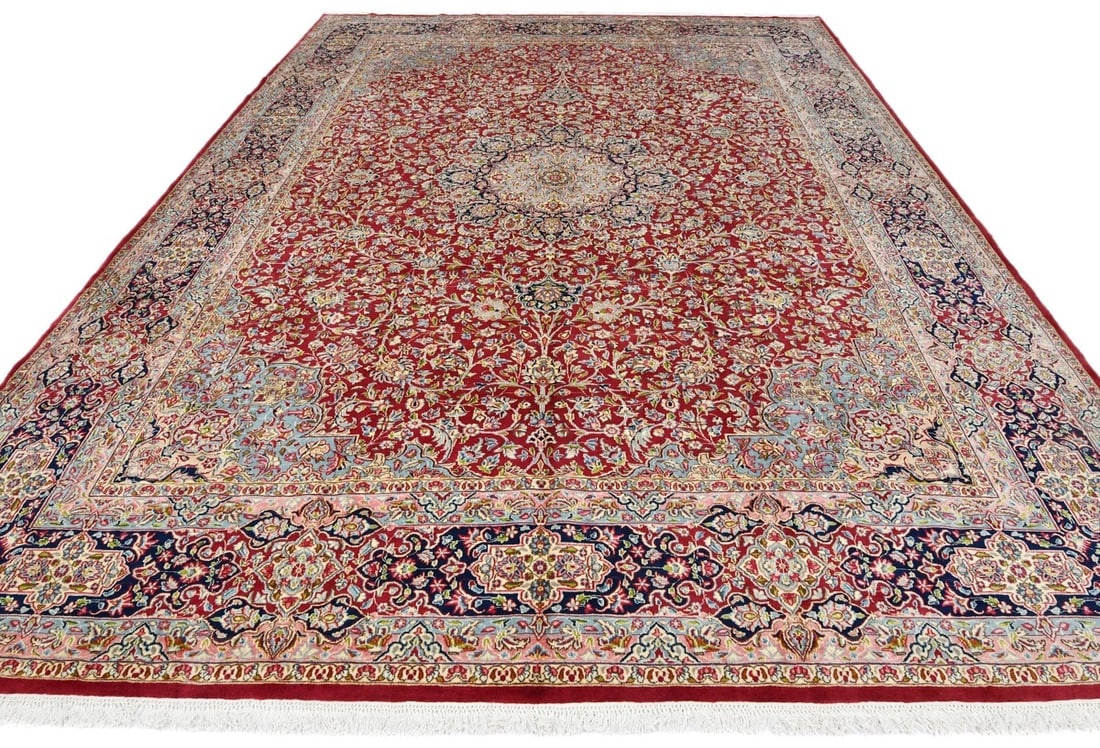 Vintage Traditional Floral 9'7X13'6 Kerman Persian Rug - 3