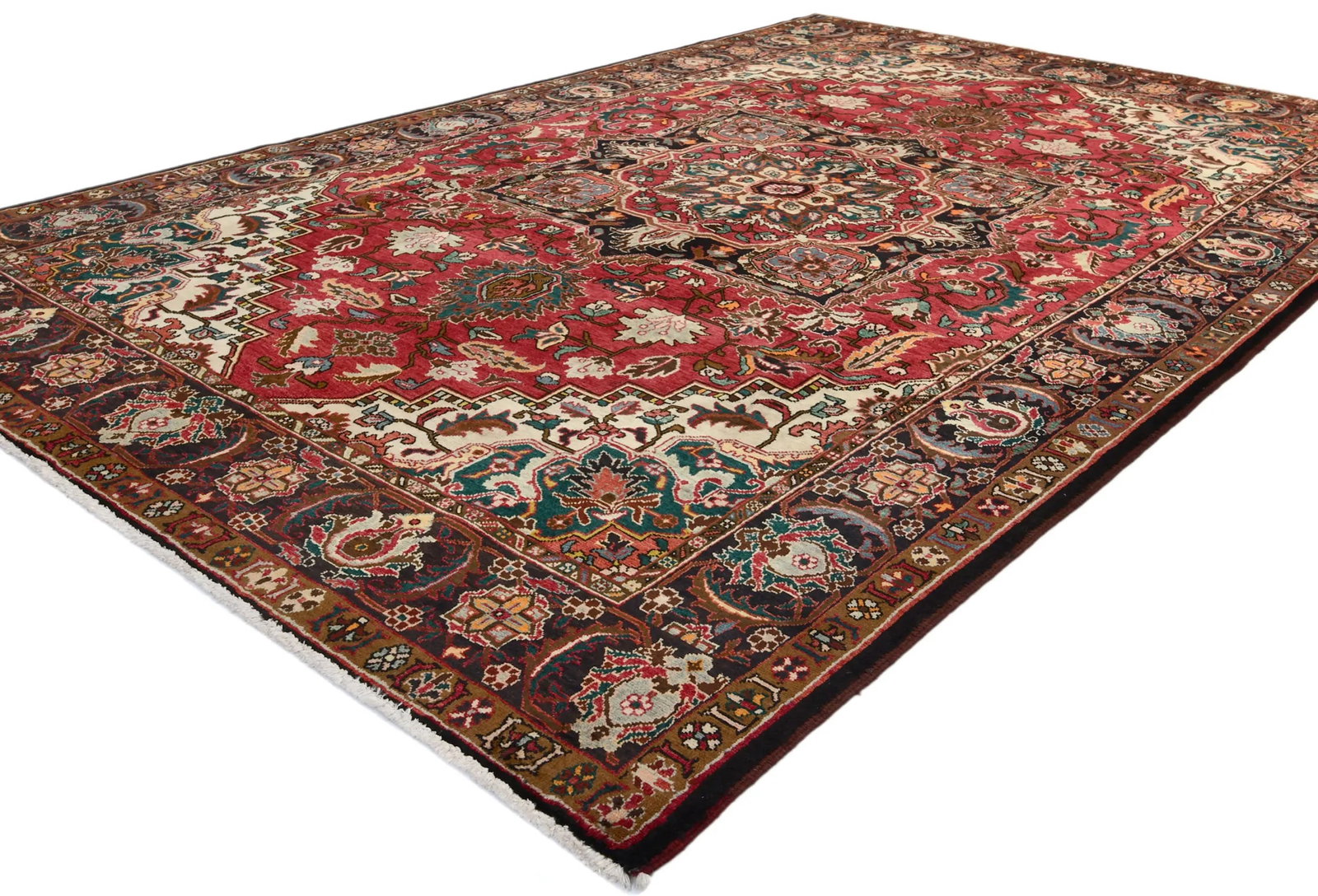 Vintage Red Floral 8X12 Heriz Persian Rug - 6
