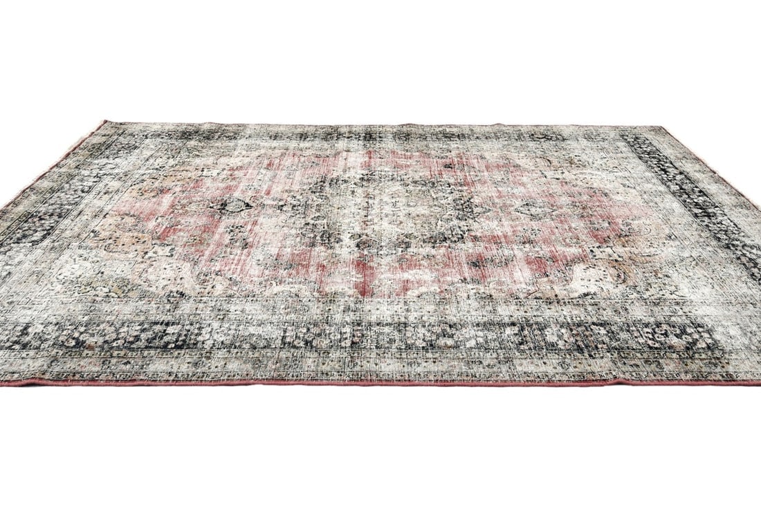 Antique Muted Floral 8X11 Distressed Vintage Oriental Rug - 7