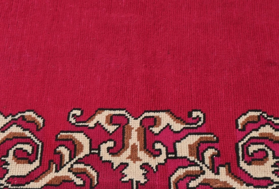 Semi Antique Fuchsia Rose Classic 2'5X15'5 Tabriz Persian Runner Rug - 6