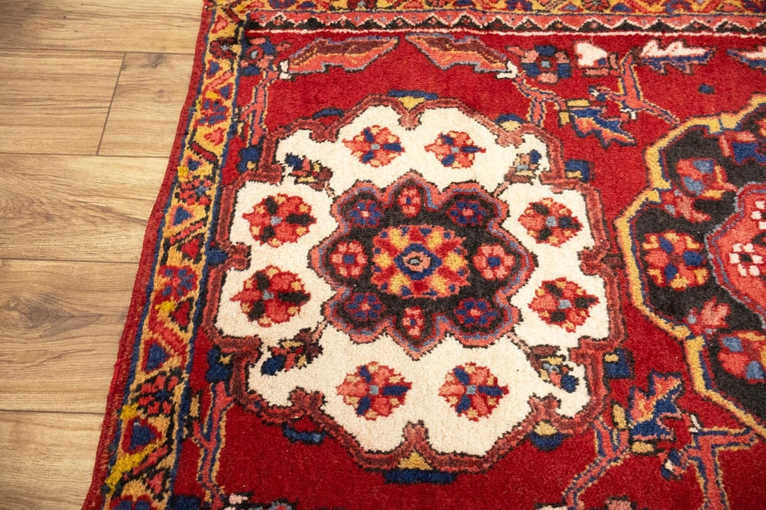 Vintage Floral Rusty Red 9X12 Bakhtiari Persian Round Rug - 7