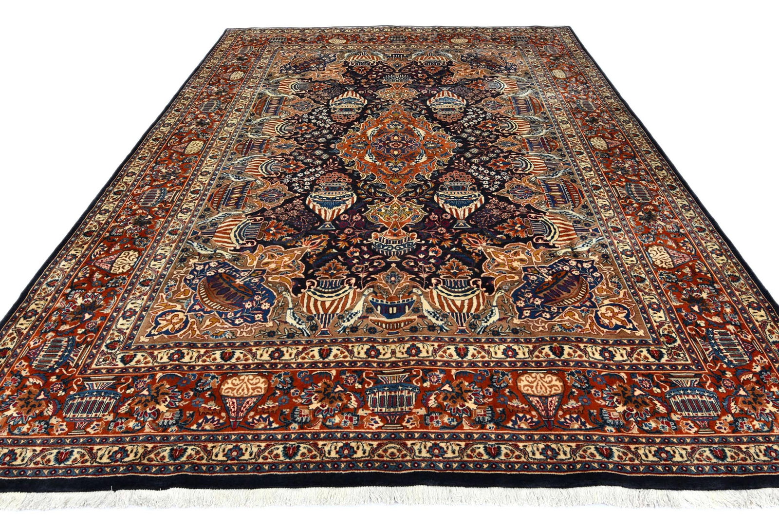Vintage Purple-navy Pictorial 10X13 Kashmar Persian Rug - 3