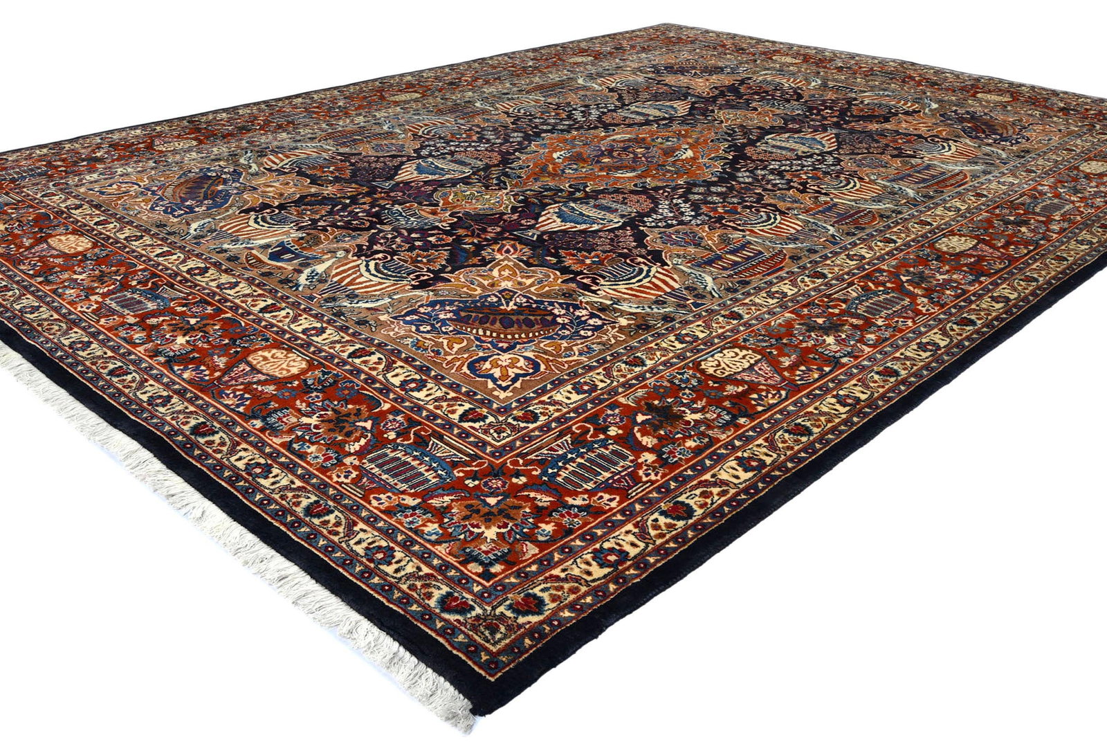 Vintage Purple-navy Pictorial 10X13 Kashmar Persian Rug - 4