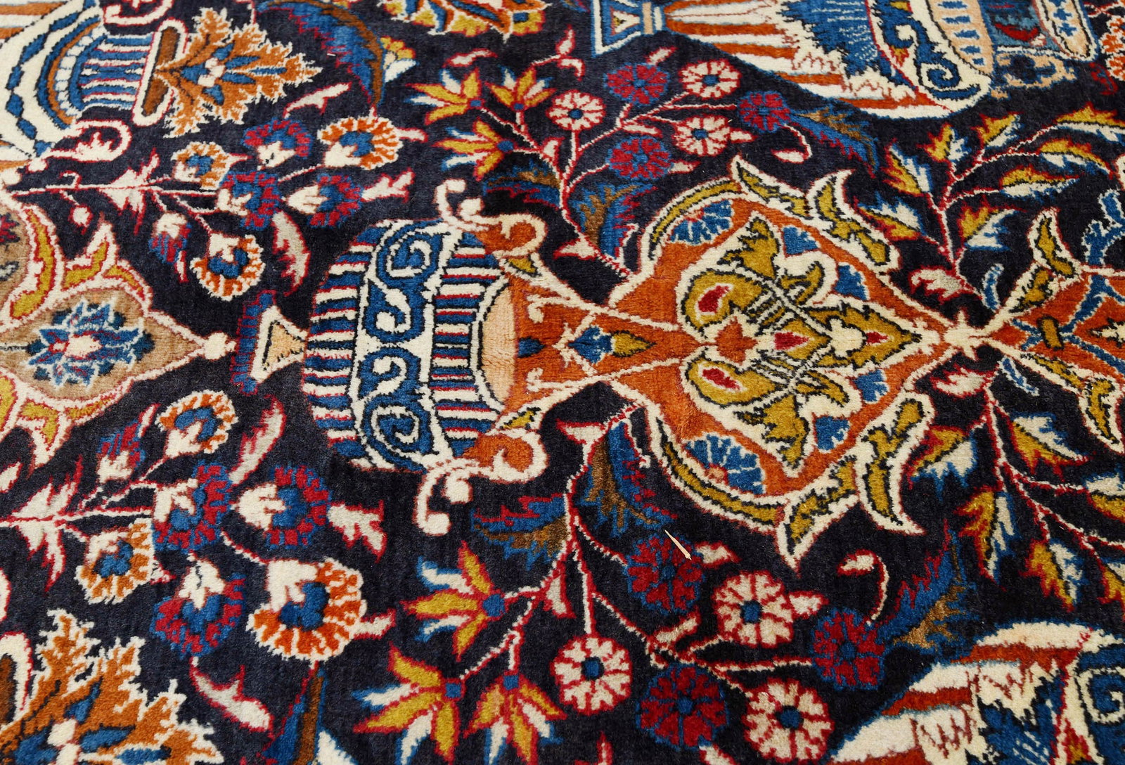 Vintage Purple-navy Pictorial 10X13 Kashmar Persian Rug - 7