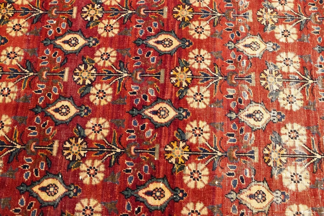 Semi Antique Red Floral 4'6X6'7 Mahal Persian Rug - 8