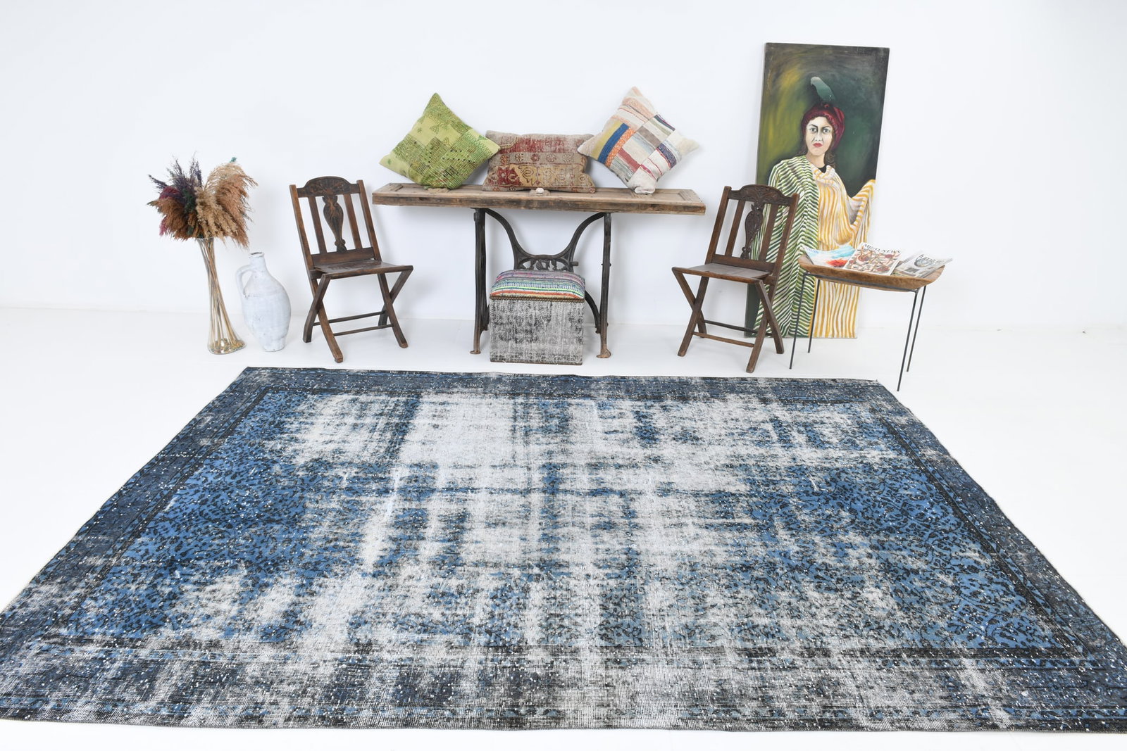 6'11'' x 10'2'' Handmade Vintage Wool Rug - 6594 - 2