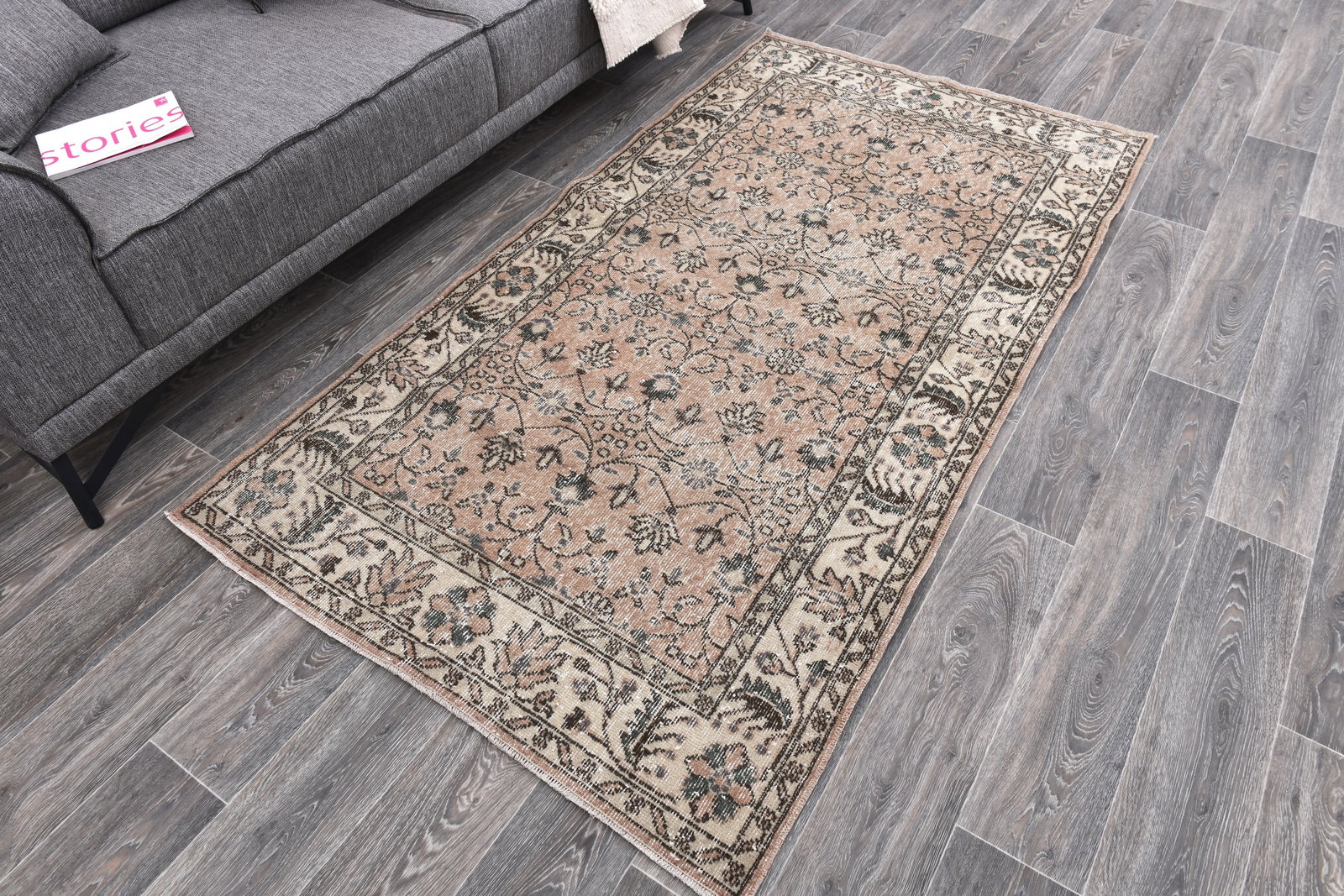 3'8'' x 6'9'' Handmade Vintage Wool Rug - 243982 - 2