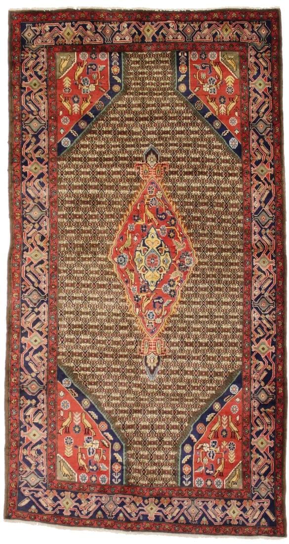 Vintage Brown Tribal 5X10 Koliaie Persian Rug - 2