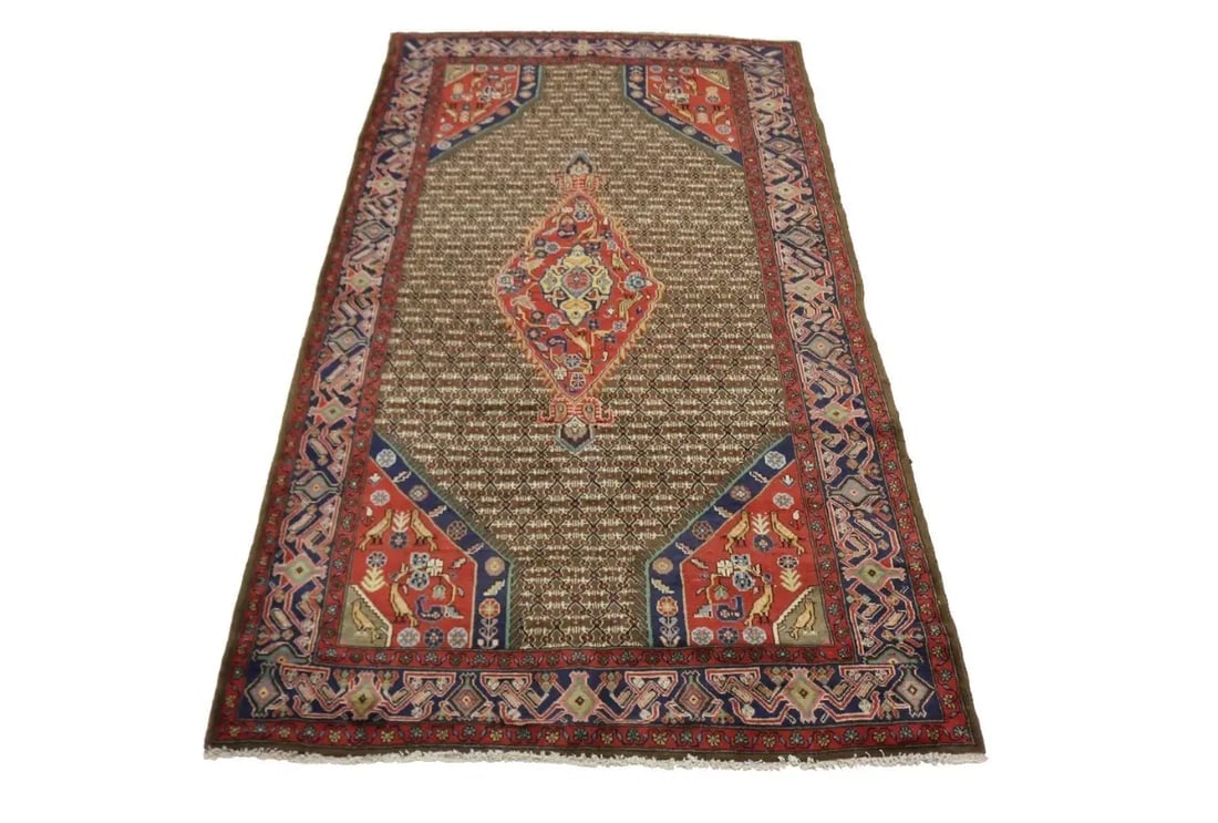 Vintage Brown Tribal 5X10 Koliaie Persian Rug - 4